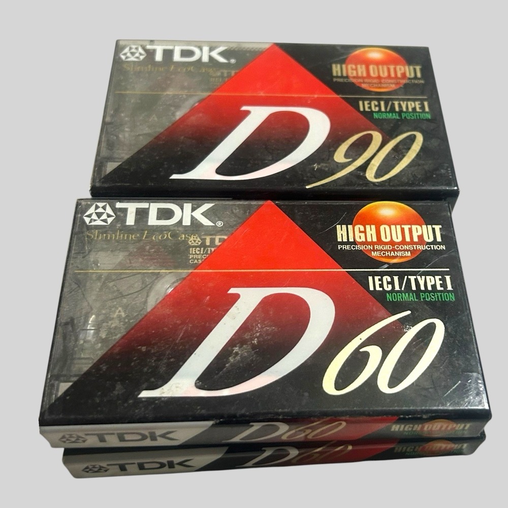 Vintage TDK D90 D60 Blank Cassette Tapes Slimline EcoCase New Sealed Lot of 4